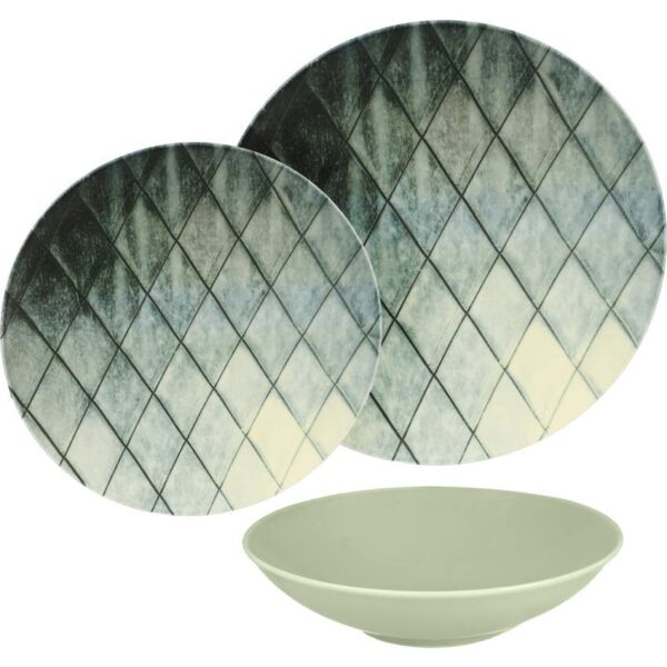 طقم عشاء كوب  بورسلين لوتس، 18 قطعة ديملا ميكس اندماتش كيجالي أخضر