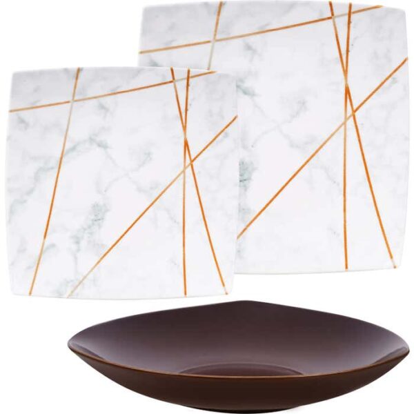 طقم عشاء بورسلين لوتس، 18 قطعة