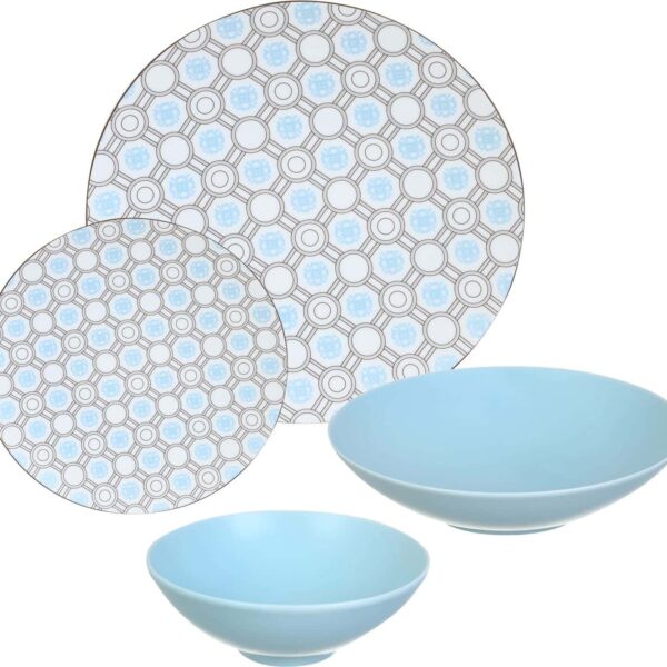 طقم عشاء بورسلين لوتس،24قطعة  ميكس أندماتش موناكو أزرق