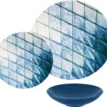 طقم عشاء بورسلين لوتس، 18 قطعة - ديملا ميكس اند ماتش كيجالي أزرق