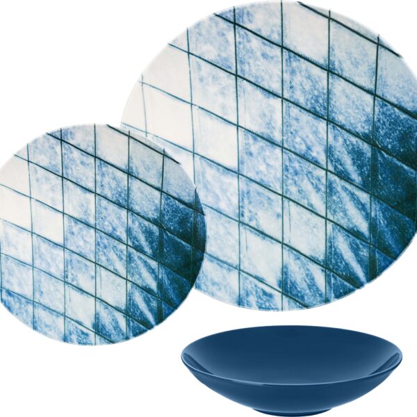 طقم عشاء بورسلين لوتس، 18 قطعة - ديملا ميكس اند ماتش كيجالي أزرق