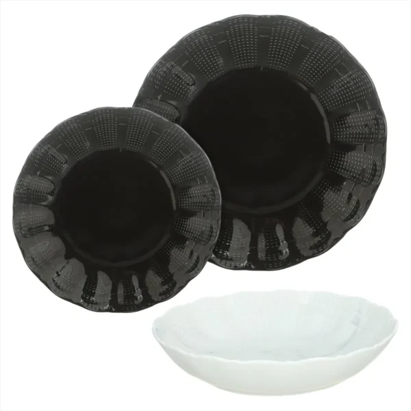 طقم عشاء بورسلين لوتس، 18 قطعة - اسود