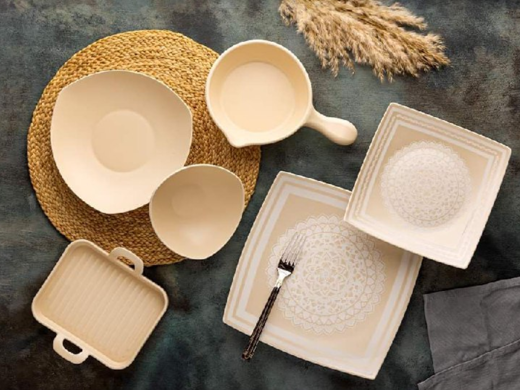 56f72d21-ceb3-4ded-a312-13eec1257fb2.png طقم عشاء بورسلين لوتس،26 قطعة ديملا ميكس - الصورة 1