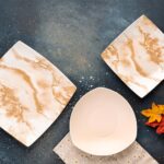 طقم عشاء بورسلين لوتس، 18 قطعة ديملا ميكس اندماتش ماربل بني