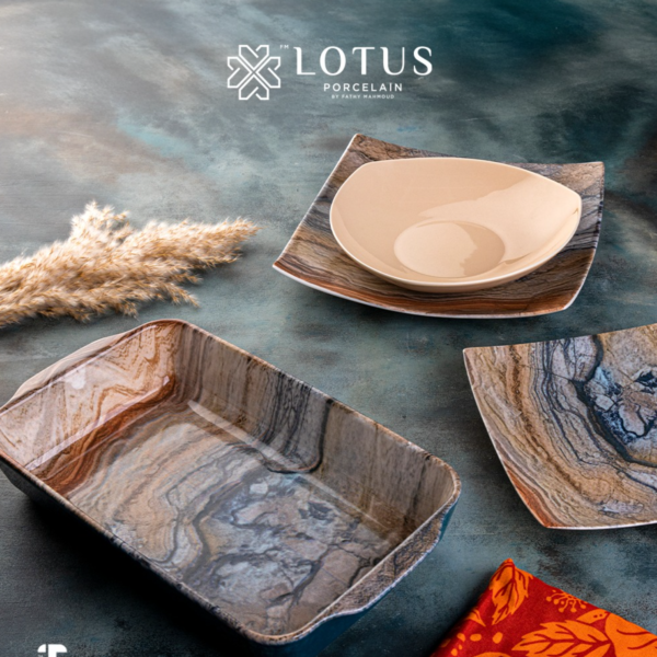 طقم عشاء بورسلين لوتس،19 قطعة