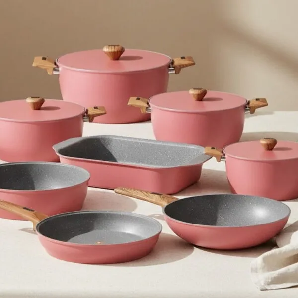 طقم حلة جيجيلي جرانيت 13 قطعة لون pink